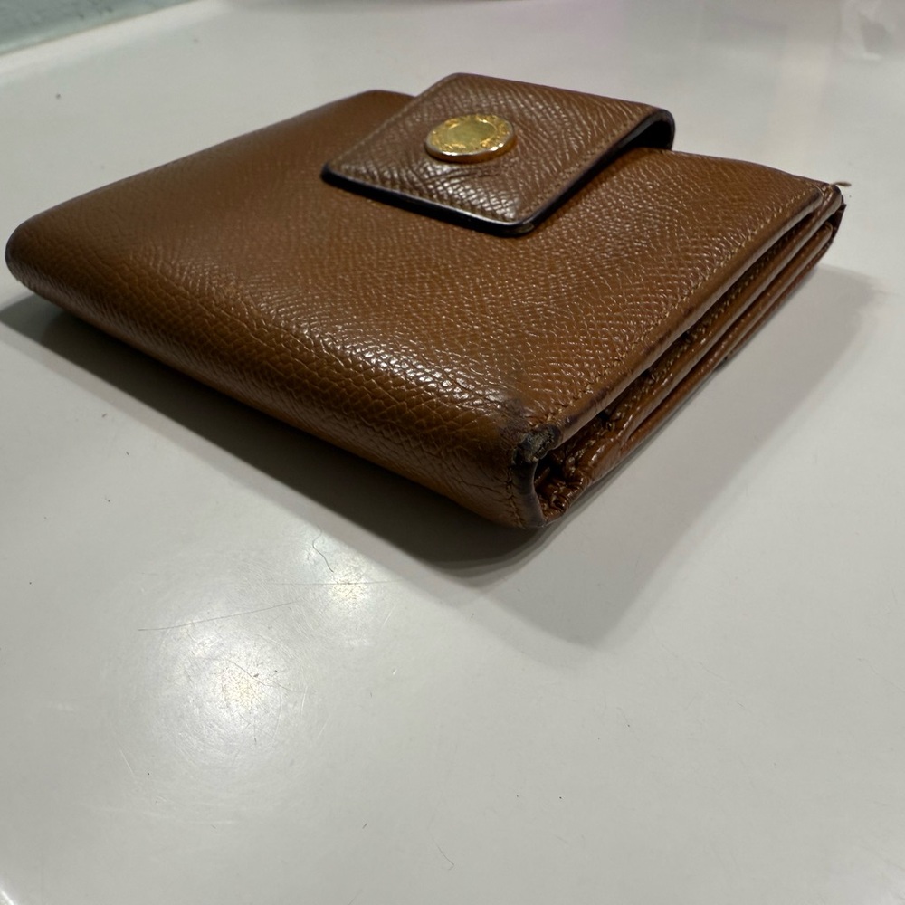 Bvlgari Brown purse folding wallet snap closure Leather Texture coin holder - Picture 3 of 9